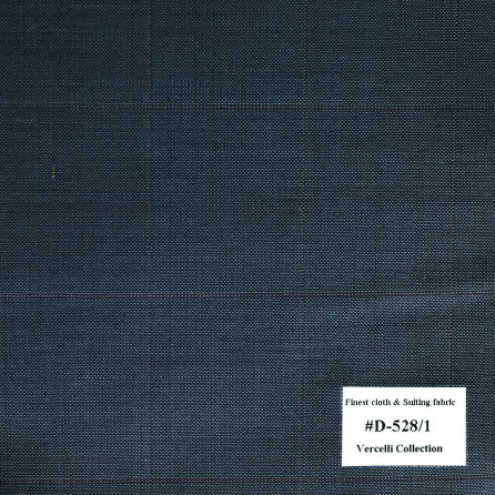 D-528/1 Vercelli V8 - Vải Suit 95% Wool - Xanh Dương Trơn